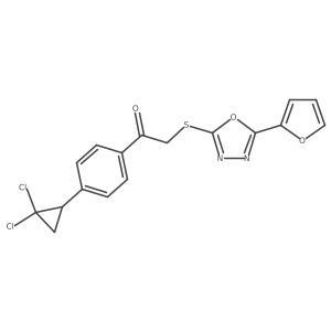 1-[4-(2,2-Dichlorocyclopropyl)phenyl]-2-{[5-(furan-2-yl)-1,3,4-oxadiazol-2-yl]sulfanyl}ethanone Structure