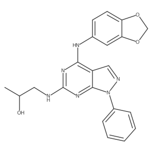 1-((4-(benzo[d][1,3]dioxol-5-ylamino)-1-phenyl-1H-pyrazolo[3,4-d]pyrimidin-6-yl)amino)propan-2-ol结构式