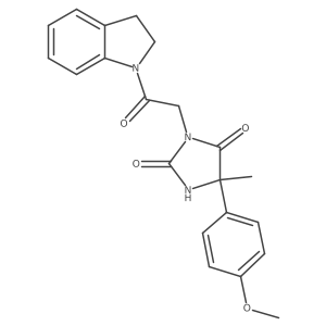 3-(2-(Indolin-1-yl)-2-oxoethyl)-5-(4-methoxyphenyl)-5-methylimidazolidine-2,4-dione Structure