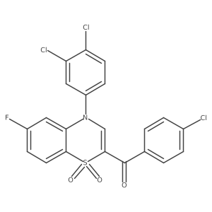 (4-chlorophenyl)[4-(3,4-dichlorophenyl)-6-fluoro-1,1-dioxido-4H-1,4-benzothiazin-2-yl]methanone Structure
