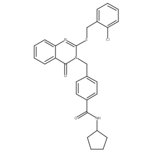 4-((2-((2-chlorobenzyl)thio)-4-oxoquinazolin-3(4H)-yl)methyl)-N-cyclopentylbenzamide结构式