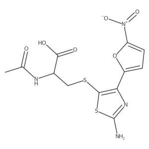 (R)-2-Acetamido-3-((2-amino-4-(5-nitrofuran-2-yl)thiazol-5-yl)thio)propanoic acid结构式