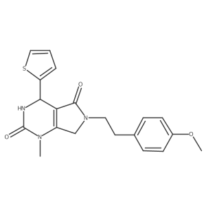 6-(4-methoxyphenethyl)-1-methyl-4-(thiophen-2-yl)-3,4,6,7-tetrahydro-1H-pyrrolo[3,4-d]pyrimidine-2,5-dione结构式