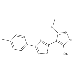 N3-methyl-4-(3-(p-tolyl)-1,2,4-oxadiazol-5-yl)-1H-pyrazole-3,5-diamine结构式