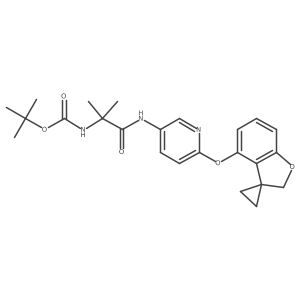 1,1-Dimethylethyl (1,1-dimethyl-2-oxo-2-{[6-(spiro[1-benzofuran-3,1'-cyclopropan]-4-yloxy)-3-pyridinyl]amino}ethyl)carbamate结构式