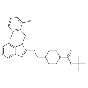 tert-Butyl 4-(((1-(2,6-dichlorobenzyl)-1H-benzo[d]imidazol-2-yl)oxy)methyl)piperidine-1-carboxylate结构式
