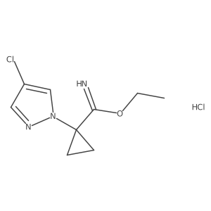 ethyl 1-(4-chloro-1H-pyrazol-1-yl)cyclopropanecarbimidate hydrochloride salt Structure