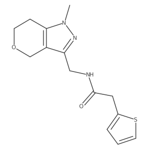 N-((1-methyl-1,4,6,7-tetrahydropyrano[4,3-c]pyrazol-3-yl)methyl)-2-(thiophen-2-yl)acetamide结构式