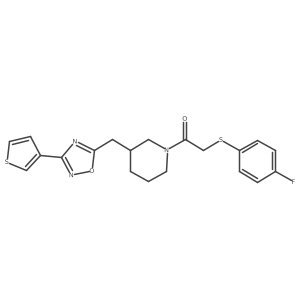 2-((4-Fluorophenyl)thio)-1-(3-((3-(thiophen-3-yl)-1,2,4-oxadiazol-5-yl)methyl)piperidin-1-yl)ethanone结构式