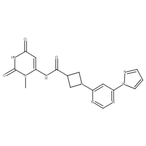 1-(6-(1H-pyrazol-1-yl)pyrimidin-4-yl)-N-(3-methyl-2,6-dioxo-1,2,3,6-tetrahydropyrimidin-4-yl)azetidine-3-carboxamide Structure