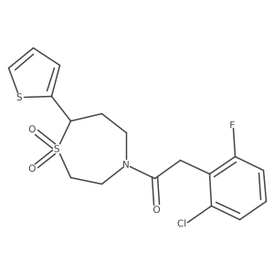 2-(2-Chloro-6-fluorophenyl)-1-(1,1-dioxido-7-(thiophen-2-yl)-1,4-thiazepan-4-yl)ethanone结构式
