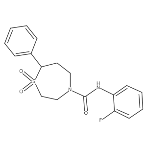 N-(2-fluorophenyl)-7-phenyl-1,4-thiazepane-4-carboxamide 1,1-dioxide结构式