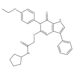 N-cyclopentyl-2-((3-(4-ethoxyphenyl)-4-oxo-7-phenyl-4,5-dihydro-3H-pyrrolo[3,2-d]pyrimidin-2-yl)thio)acetamide结构式