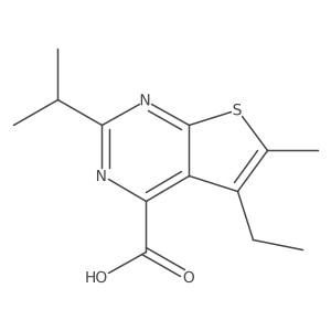 5-Ethyl-6-methyl-2-(propan-2-yl)thieno[2,3-d]pyrimidine-4-carboxylic acid结构式