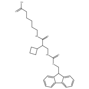 6-[2-cyclobutyl-3-({[(9H-fluoren-9-yl)methoxy]carbonyl}amino)propanamido]hexanoic acid结构式