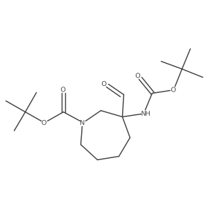 tert-Butyl (S)-3-((tert-butoxycarbonyl)amino)-3-formylazepane-1-carboxylate结构式