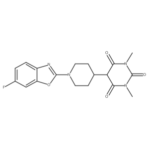 5-[1-(6-Fluoro-1,3-benzoxazol-2-yl)piperidin-4-yl]-1,3-dimethyl-1,3-diazinane-2,4,6-trione Structure