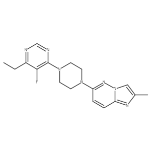 4-Ethyl-5-fluoro-6-(4-{2-methylimidazo[1,2-b]pyridazin-6-yl}piperazin-1-yl)pyrimidine结构式