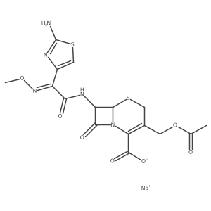 sodium (6S,7S)-3-[(acetyloxy)methyl]-7-[2-(2-amino-1,3-thiazol-4-yl)-2-(methoxyimino)acetamido]-8-oxo-5-thia-1-azabicyclo[4.2.0]oct-2-ene-2-carboxylate Structure