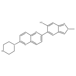 2-Methyl-5-[6-(1-piperazinyl)-1,5-naphthyridin-2-yl]-2H-indazol-6-ol Structure