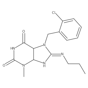 7-[(2-chlorophenyl)methyl]-3-methyl-8-propylimino-5,9-dihydro-4H-purine-2,6-dione Structure