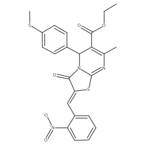 (E)-ethyl 7-methyl-5-(4-(methylthio)phenyl)-2-(2-nitrobenzylidene)-3-oxo-3,5-dihydro-2H-thiazolo[3,2-a]pyrimidine-6-carboxylate Structure