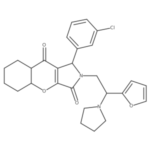1-(3-chlorophenyl)-2-[2-(furan-2-yl)-2-pyrrolidin-1-ylethyl]-4a,5,6,7,8,8a-hexahydro-1H-chromeno[2,3-c]pyrrole-3,9-dione Structure