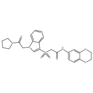 N-(2,3-dihydrobenzo[b][1,4]dioxin-6-yl)-2-((1-(2-oxo-2-(pyrrolidin-1-yl)ethyl)-1H-indol-3-yl)sulfonyl)acetamide结构式