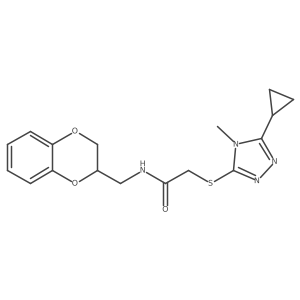 2-[(5-Cyclopropyl-4-methyl-4H-1,2,4-triazol-3-yl)thio]-N-[(2,3-dihydro-1,4-benzodioxin-2-yl)methyl]acetamide结构式