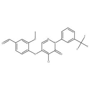 4-({5-Chloro-6-oxo-1-[3-(trifluoromethyl)phenyl]-1,6-dihydropyridazin-4-yl}oxy)-3-methoxybenzaldehyde结构式