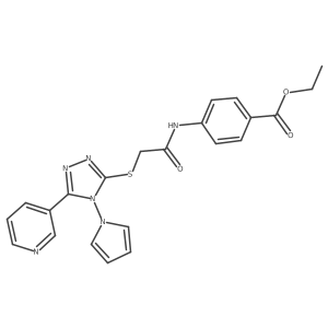 ethyl 4-[({[5-(pyridin-3-yl)-4-(1H-pyrrol-1-yl)-4H-1,2,4-triazol-3-yl]sulfanyl}acetyl)amino]benzoate结构式