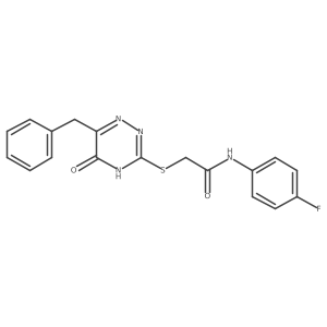 2-[(6-benzyl-5-oxo-4,5-dihydro-1,2,4-triazin-3-yl)sulfanyl]-N-(4-fluorophenyl)acetamide Structure