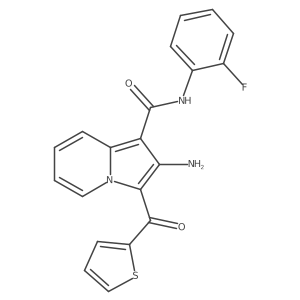2-amino-N-(2-fluorophenyl)-3-(thiophene-2-carbonyl)indolizine-1-carboxamide结构式