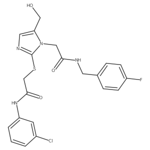 N-(3-chlorophenyl)-2-{[1-({[(4-fluorophenyl)methyl]carbamoyl}methyl)-5-(hydroxymethyl)-1H-imidazol-2-yl]sulfanyl}acetamide结构式