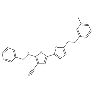 5-((Pyridin-3-ylmethyl)amino)-2-(5-((m-tolyloxy)methyl)furan-2-yl)oxazole-4-carbonitrile结构式
