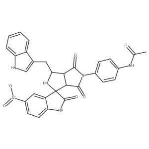N-[4-[(3aR,6aS)-1-(1H-indol-3-ylmethyl)-5'-nitro-2',4,6-trioxospiro[1,2,3a,6a-tetrahydropyrrolo[3,4-c]pyrrole-3,3'-1H-indole]-5-yl]phenyl]acetamide结构式