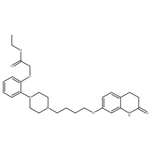 Acetic acid, 2-[2-[4-[4-[(1,2,3,4-tetrahydro-2-oxo-7-quinolinyl)oxy]butyl]-1-piperazinyl]phenoxy]-, ethyl ester结构式
