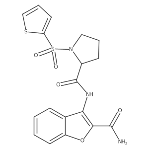 N-(2-carbamoylbenzofuran-3-yl)-1-(thiophen-2-ylsulfonyl)pyrrolidine-2-carboxamide Structure