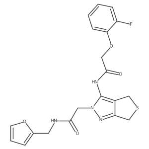 2-(2-fluorophenoxy)-N-(2-(2-((furan-2-ylmethyl)amino)-2-oxoethyl)-4,6-dihydro-2H-thieno[3,4-c]pyrazol-3-yl)acetamide结构式