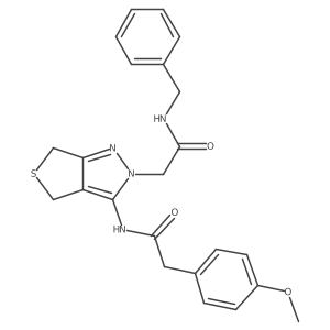 N-benzyl-2-(3-(2-(4-methoxyphenyl)acetamido)-4,6-dihydro-2H-thieno[3,4-c]pyrazol-2-yl)acetamide Structure