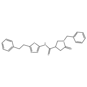 1-benzyl-5-oxo-N-[(2E)-5-(2-phenylethyl)-1,3,4-thiadiazol-2(3H)-ylidene]pyrrolidine-3-carboxamide结构式