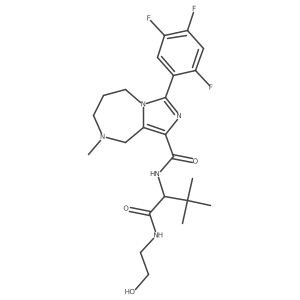 N-[(1S)-1-(2-hydroxyethylcarbamoyl)-2,2-dimethyl-propyl]-8-methyl-3-(2,4,5-trifluorophenyl)-5,6,7,9-tetrahydroimidazo[1,5-a][1,4]diazepine-1-carboxamide Structure