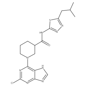1-(2-chloro-9H-purin-6-yl)-N-[(2E)-5-(2-methylpropyl)-1,3,4-thiadiazol-2(3H)-ylidene]piperidine-3-carboxamide结构式