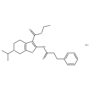 Ethyl 6-isopropyl-2-(3-phenylpropanamido)-4,5,6,7-tetrahydrothieno[2,3-c]pyridine-3-carboxylate hydrochloride Structure