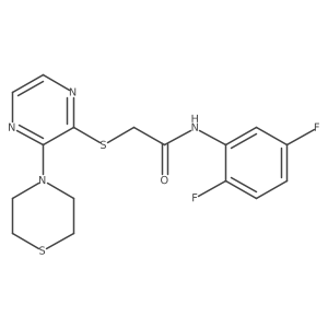 N-(2,5-difluorophenyl)-2-((3-thiomorpholinopyrazin-2-yl)thio)acetamide结构式