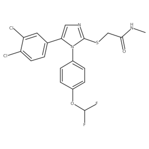 2-((5-(3,4-dichlorophenyl)-1-(4-(difluoromethoxy)phenyl)-1H-imidazol-2-yl)thio)-N-methylacetamide结构式