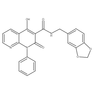 N~3~-(1,3-benzodioxol-5-ylmethyl)-4-hydroxy-2-oxo-1-phenyl-1,2-dihydro[1,8]naphthyridine-3-carboxamide结构式