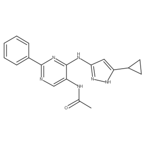 N-(4-(5-cyclopropyl-1H-pyrazol-3-ylamino)-2-phenylpyrimidin-5-yl)acetamide结构式