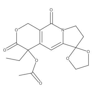 (S)-4-Ethyl-3,10-dioxo-4,7,8,10-tetrahydro-1H,3H-spiro[pyrano[3,4-f]indolizine-6,2'-[1,3]dioxolan]-4-yl acetate结构式