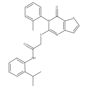 2-{[3-(2-methylphenyl)-4-oxo-3,4-dihydrothieno[3,2-d]pyrimidin-2-yl]sulfanyl}-N-[2-(propan-2-yl)phenyl]acetamide结构式
